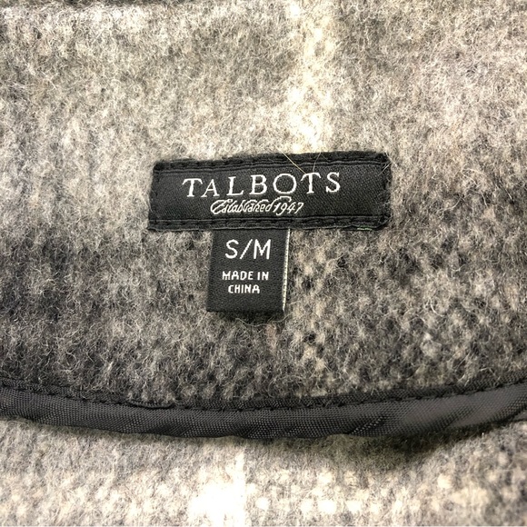 Talbots Grey Plaid Wool Blend Cape Coat Women’s S/M - Picture 3 of 4
